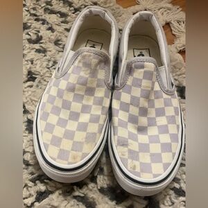 Vans Slip-On Checkerboard Skate Shoe - Gray / Off-white size 6.5